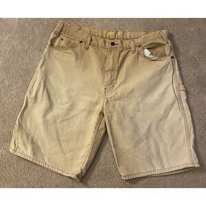Dickies Mens Canvas Carpenter Shorts Tan/Brown Relaxed Fit Tag Size 38 Adult